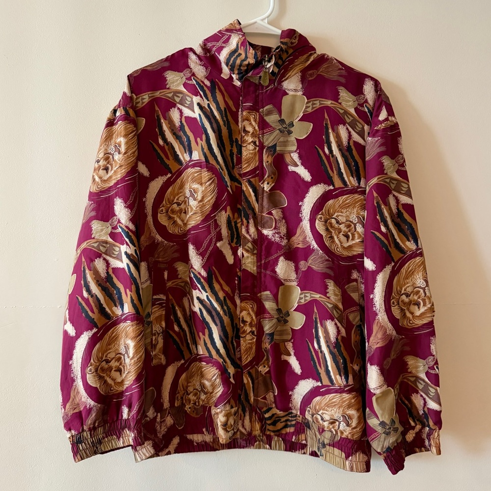 Vintage 100% Silk Bomber Jungle Patterned Jacket